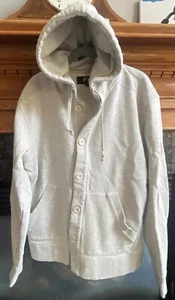 KAUN Jacket Men's Sz XL Hooded Sweatshirt Field Coat Button Front Gray Shacket - Picture 1 of 11