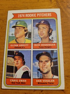 1974 Topps Baseball Card #602 Rookie Pitchers Glenn Abbott Craig Swan 