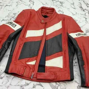 Chaqueta para hombre de motocicleta roja | negra | blanca de cuero 100% genuino - Imagen 1 de 7