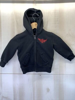 Chaqueta/abrigo Lucky Brand Jeans Niños Pequeños 2T Calavera Embriodered Negro Cremallera Completa Foto 1 de 4