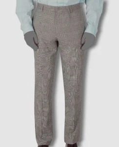 $95 Tommy Hilfiger Men's Beige Modern Fit Plaid Suit Dress Pants Size 36W 32L - Picture 1 of 4