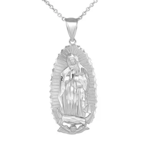 Sterling Silver Our Lady Of Guadalupe Virgen Maria Mary S M L Pendant Necklaces - Picture 1 of 16