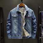 Men?S Winter Streetwear Stylish Faux Fur Fleece Denim Long Sleeve Jacket