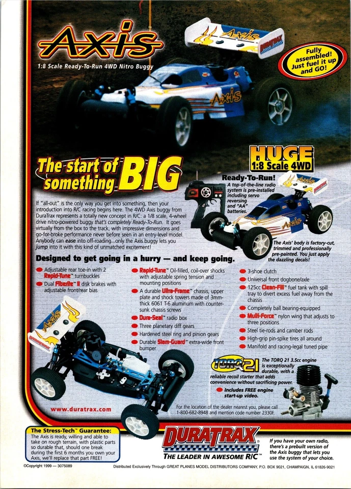 Duratrax AXIS RC Nitro Buggy 4wd Print Ad Ephemera Wall Art Decor 1:8 Scale - Image 1 of 1
