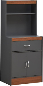 Tall Open Shelves Kitchen Cabinet, Grey-Oak