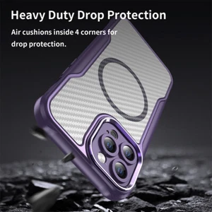 For iPhone 16 Pro Max 15 14 13 Carbon Fiber Pattern Shockproof Rugged Back Case - Afbeelding 1 van 31