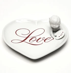 Valentinstag Sammlerstück Amor Malerei Liebe Porzellan herzförmige Schale Avon - Bild 1 von 5