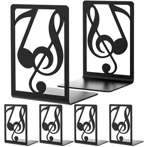 3 Pair Black Metal Book Ends for Shelves Heavy Books Kitchen Cooking Lover Gift - Picture 1 of 7