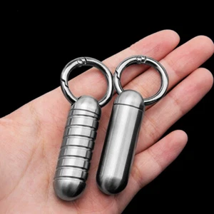 EDC Mini Pure Titanium Waterproof Case Pendant Pill Holder w/ Openable Keyring - Picture 1 of 15
