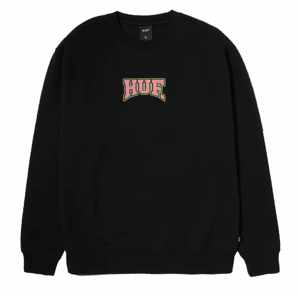 HUF Home Team Black Mens Crew Neck Jumper - Image 1 of 1