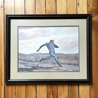 Litografía vintage afroamericana firmada Ernie Barnes The Runner Athlete Foto 1 de 4