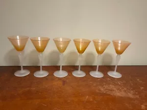 Set of 6 Stevens & Williams Blown Glass Alabaster Rosaline 6 3/8" Wine Glasses - Picture 1 of 12