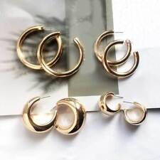 Thick Hoop Earrings Gold/Silver Tone Big Small Fashion New For Women Ladies US