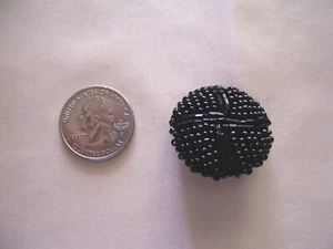 2 HAND BEADED BLACK BUTTONS X CENTER 1 3/16″ IN SIZE - Picture 1 of 1