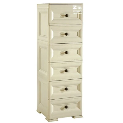 CASSETTIERA 3 MODULI 6 CASSETTI COLORE ANGORA - Immagine 1 di 2