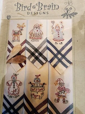 Bird Brain Designs Christmas Tea Towels Pattern Reindeer Santa Snowman-Model 326 - Image 1 of 3