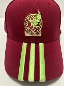 adidas Mexico Copa America 2024 Soccer Adjustable Hat Cap - Dark Burgundy/Green - Picture 1 of 8