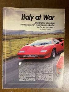 Misc 3325 Article 1986 Lamborghini Countach vs Ferrari Testarossa 4-21-86 8 pg - Picture 1 of 2