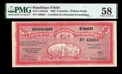Haiti 5 Gourdes 1962 Unlisted PMG 58 Cover