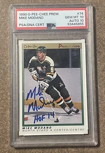 1990-91 O-Pee-Chee Premier Mike Modano Rookie/Auto Card!! Inscribed “HOF 2014” - Picture 1 of 2