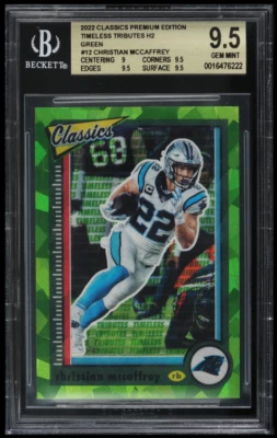 Christian McCaffrey /25 2022 Classics Premium TT H2 GREEN PAR. BGS 9.5 GEM MINT - Image 1 of 2
