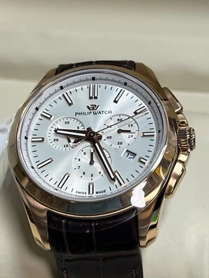 PhilipWatch Amalfi Chronograph SS Brown Leather Strap 43mm WhiteDial R8271618001 - Image 1 of 4