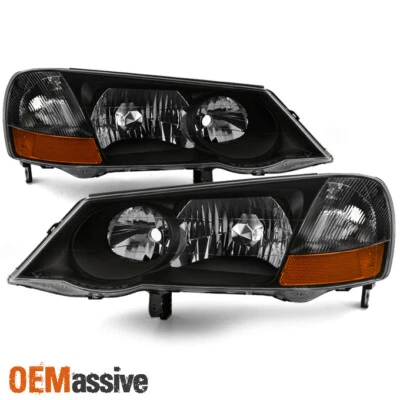 Fit 02-03 Acura TL HID Xenon Black Headlights Repalcement  2002-2003 L+R - Image 1 of 4