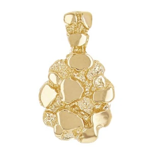 14 Karat Gelbgold Massiv Oval Nugget Charm Anhänger 21,6x12,5 mm 3,7 Gramm - Bild 1 von 5