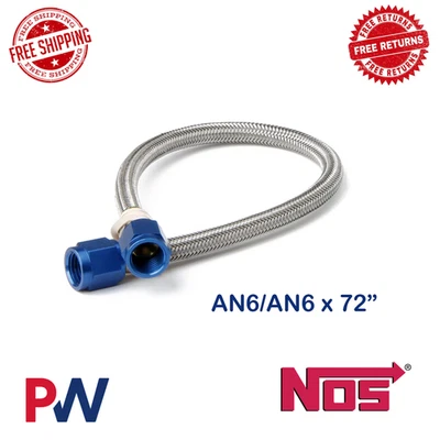 NOS Stainless Steel Outer Covering 6AN 6-foot Blue Braided Hose - Image 1 of 2