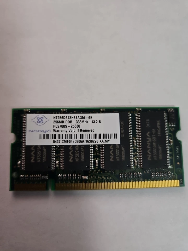 Nanya 256MB DDR PC2700s 333MHz Laptop Memory - Image 1 of 2