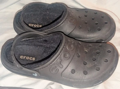 Zapatos Crocs para hombre talla 10 para mujer talla 12 negros forrados difusos zueco sin cordones cómodos Foto 1 de 4