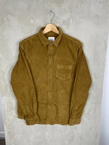 Men's Long Sleeve Corduroy Collared Skovde Shirt Size M Medium Mustard Button Up - Picture 1 of 5