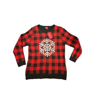 Joyland XXL Women’s Buffalo Plaid Snowflake Christmas Sweater - Image 1 of 4