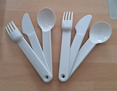 Tupperware Besteck Picknickbesteck beige 2 x Teile - Bild 1 von 3