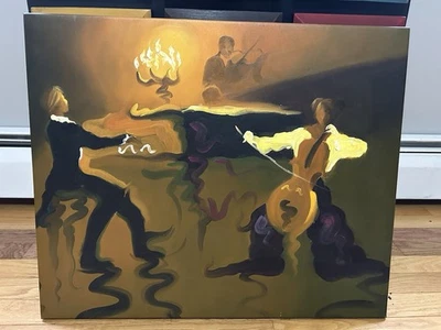 MODERN ABSTRACT Muscians Oil/Canvas Painting 23x19 - Image 1 of 2