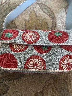 Fiona Beaded Bag FOOD & DRINK Edition Anthropologie Tomatoes 🍅 Defects - Image 1 of 4