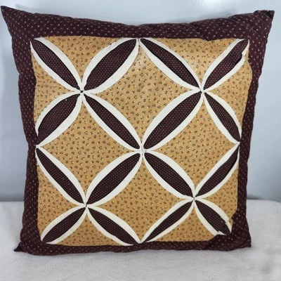 Vintage Handmade Cathedral Window Throw Pillow Multicolor Quilt Patchwork 90s - Image 1 of 4