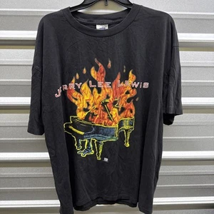 Vintage Jerry Lee Lewis Shirt Adult Extra Large Black Single Stitch 1990s Mens - Picture 1 of 3