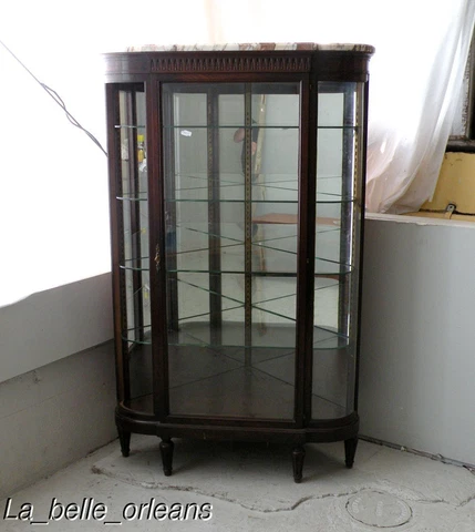 SUPERB FRENCH EMPIRE CORNER SHOWCASE CURVED GLASS Cover