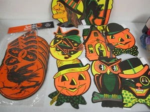 OLD TIME HALLOWEEN BEISTLE REPRODUCTION DIECUTS (8) ROOSTING CROWS GARLAND - Picture 1 of 5