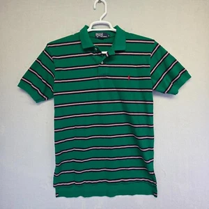 Polo Ralph Lauren polo uomo M verde manica corta a righe hi low Y2K classica - Foto 1 di 8