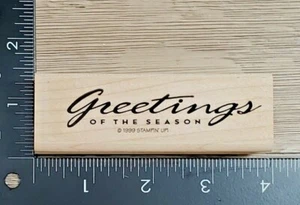 Stampin' Up! Reindeer GREETINGS OF THE SEASON Wood Mounted Rubber Stamp 1999 - Picture 1 of 2