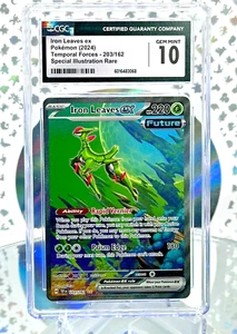 CGC 10 Iron Leaves EX 203/162 Temp Forces Secret Illustration Rare Pokemon Card - Picture 1 of 1