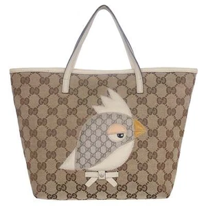Gucci GG Monogram Canvas Zoo Tote Small Brown Beige - Picture 1 of 12