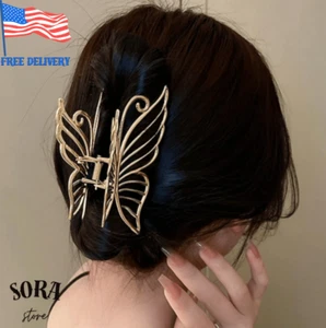 Women’s Butterfly Design Hair Claw –Champagne Color Medium Claw Free Shipping US - Picture 1 of 6