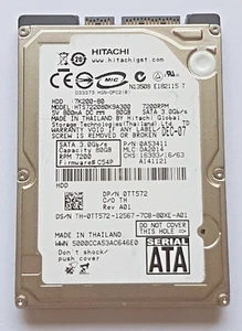 80 GB SATA Hitachi HTS722080K9A300 7200rpm 16MB HDD 2.5 " Internal Hard Disk - Picture 1 of 1
