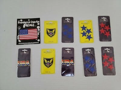 Iron-On Patch Lot 10 USA Flag ,Eagle ,Blue Stars Stripes Americana Army Military - Image 1 of 4