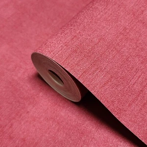 Modern textured Plain burgundy red distressed faux fabric texture wallpaper roll - Picture 1 of 15