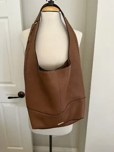 Bolso de Hombro Rebecca Minkoff Cuero Marrón Sin Forrar Hobo Whipspuntch Borla Tejido - Imagen 1 de 12