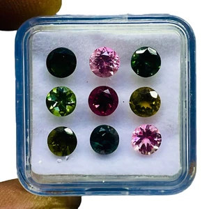 9 Pcs Natural Tourmaline 5mm Round Cut Multi Color Loose Gemstones Lot 5.00 Cts - Picture 1 of 6